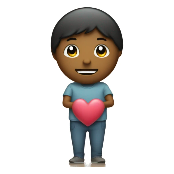 Emoji is touched and holding a heart sticker