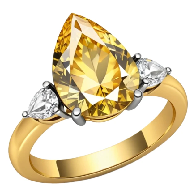 Pear cut engagement ring with gold band with diamonds  sticker