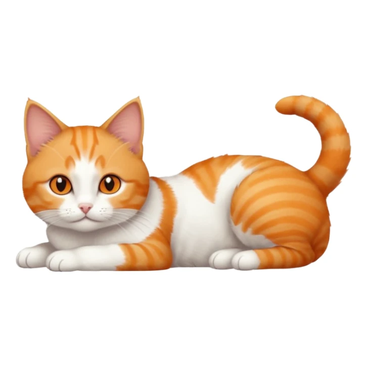 full body tiny short hair ginger and white cat with orange eyes lying down sticker