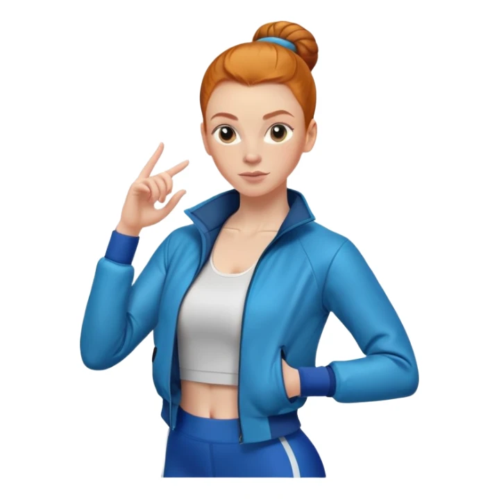 Clean girl Ginger girl aerobics with jacket middle part slick back bun sticker