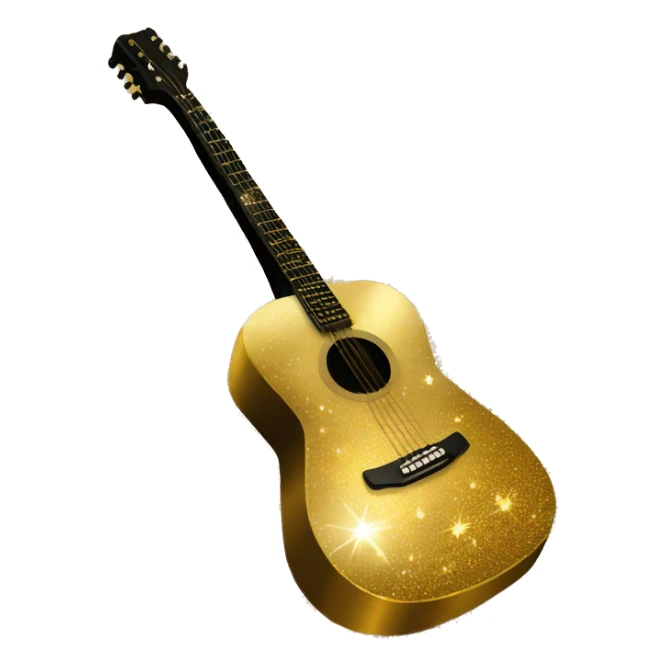 Gold sparkles acoustic guitar sticker