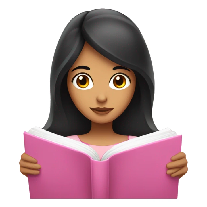 Hispanic female with black hair reading pink bible sticker