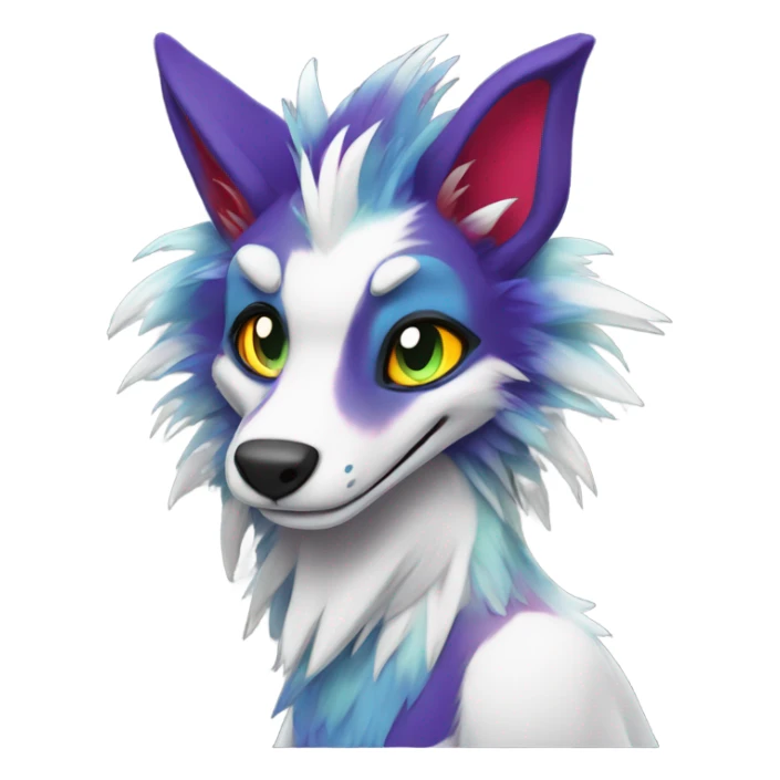 colorful Feral Sergal Fursona sticker