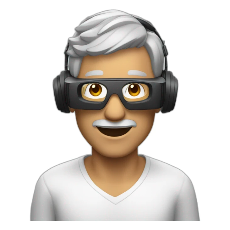 45 years old, gray hair, Brazilian using virtual reality headset sticker
