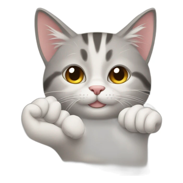 cat laying down making a thumbs up sign with his right paw sticker