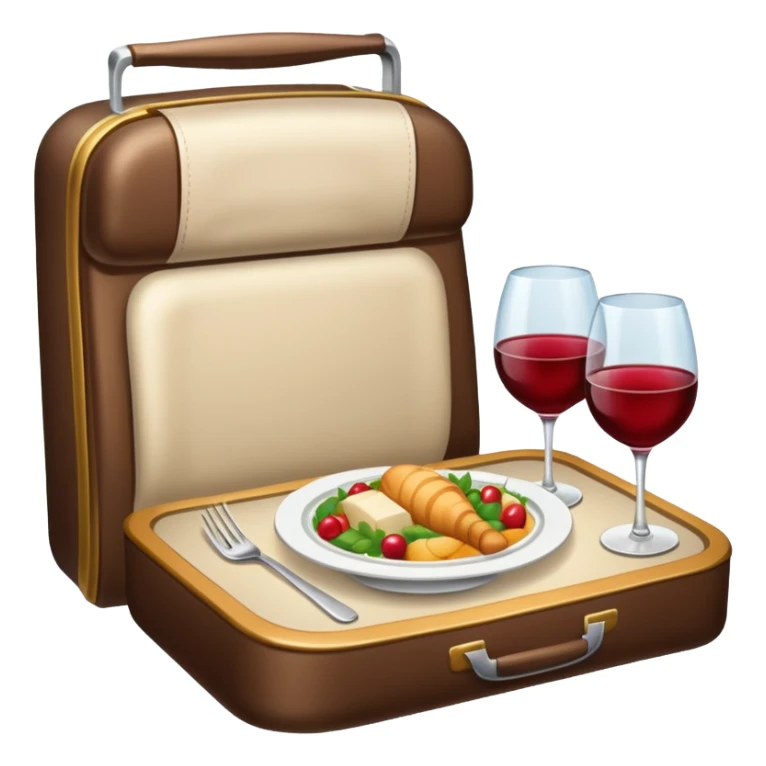 luxury plane food with wine sticker