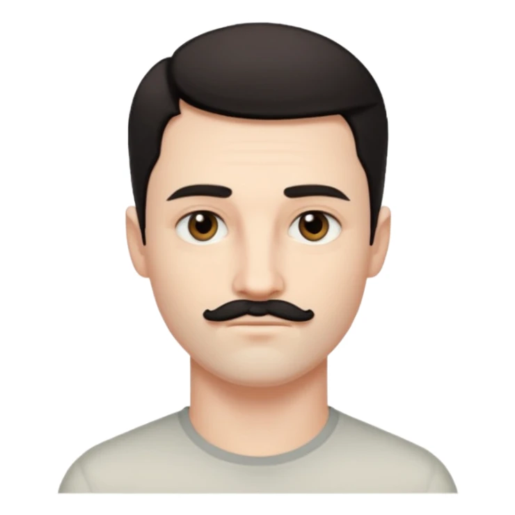 So pretty handsome bratz man, with black black black  eyes,  short dar, short mustache pale skin, defined jawlines sticker