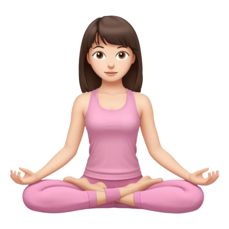 brunette with bangs yoga girl light pink clothes n sticker