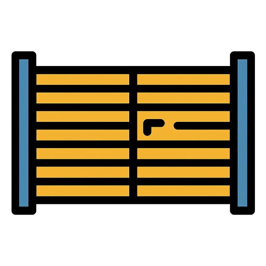 aluminum swing gate, minimalist, horizontal slats sticker