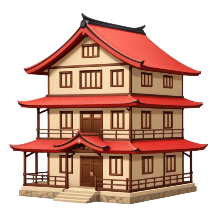 japan style wood house red beige sticker