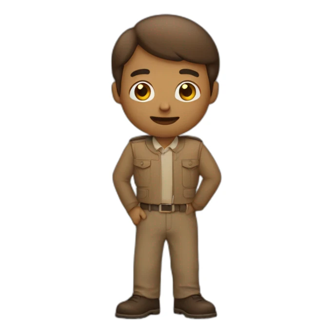 man with small eyes and light brown doing llp salution sticker