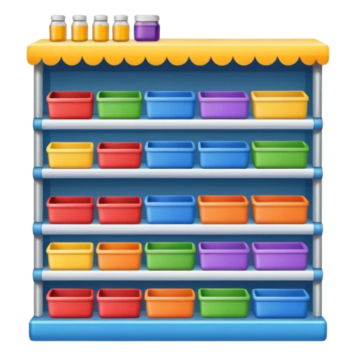 store display shelf with stuff sticker