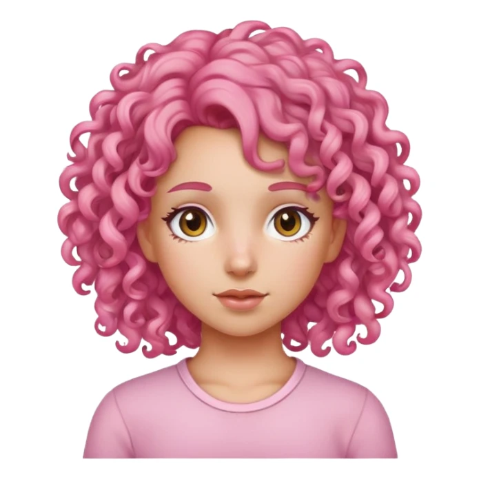 Girl with pink curly hair sticker