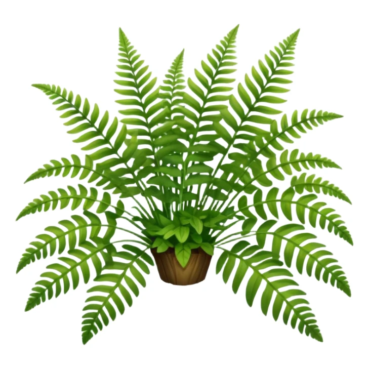 A cluster of soft green ferns growing under shaded trees. sticker