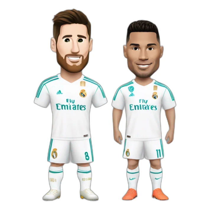 Messi et ronaldo avec le maillot du real madrid sticker