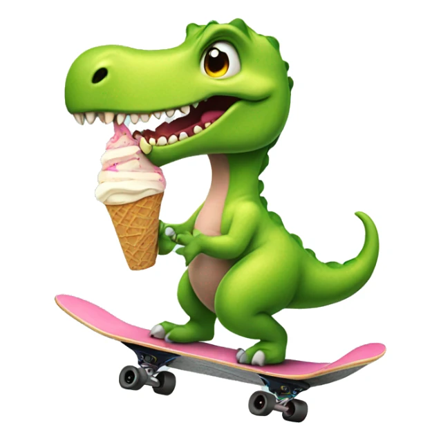 A dinosaur skateboard eating ice cream  sticker
