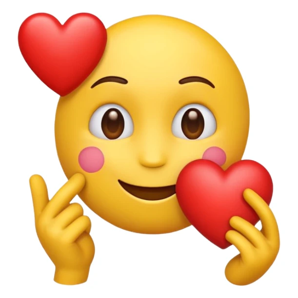 Yellow emoji holding a heart sticker