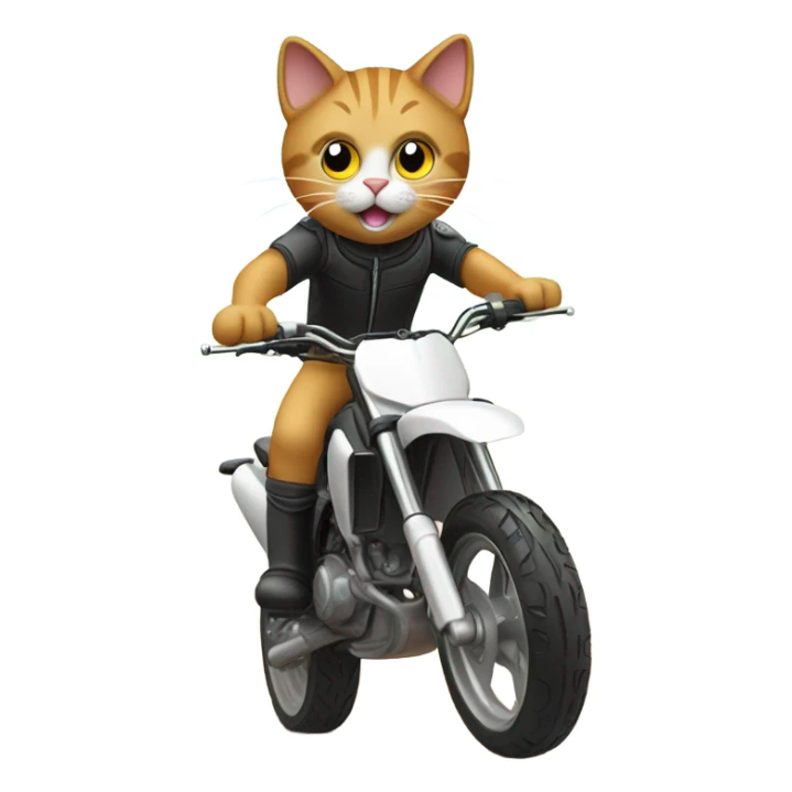 Cat riding Dirtbike wheelie sticker