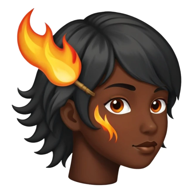 side face with flame for hair sticking out, with icon black skin sticker