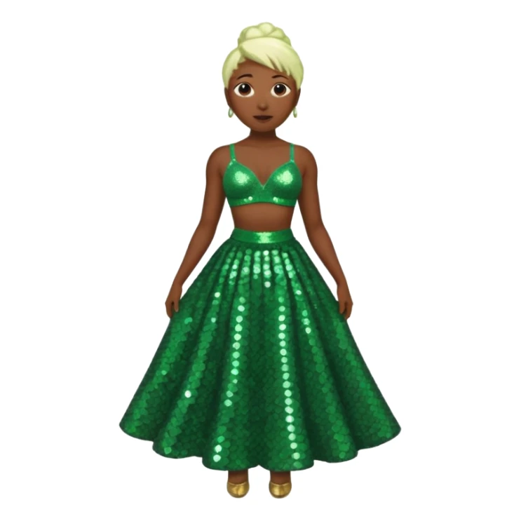 Cynthia Erivo with green sequin bra, green sequin long skirt sticker