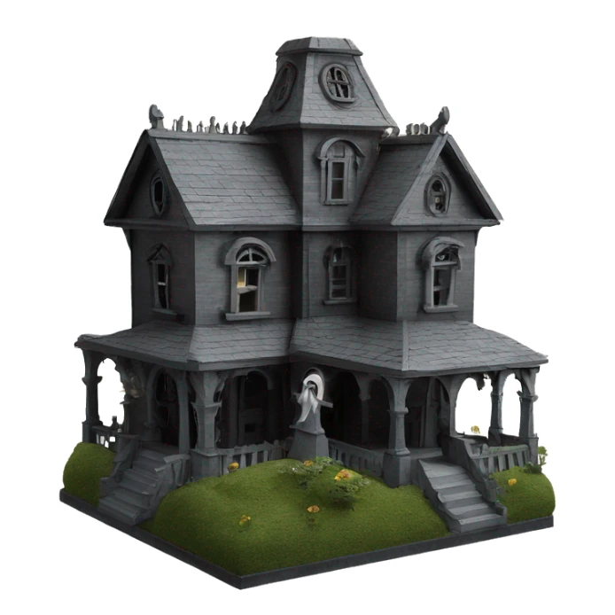 Haunting graveyard field Victorian mansion birdhouse  sticker
