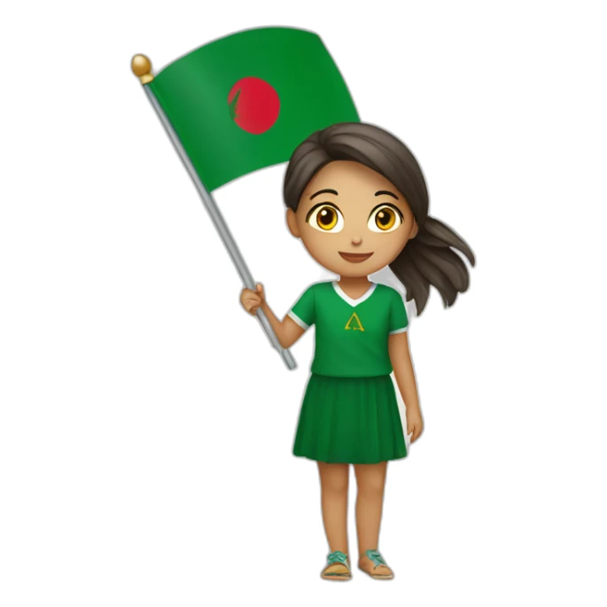 Girl with an algerian flag sticker