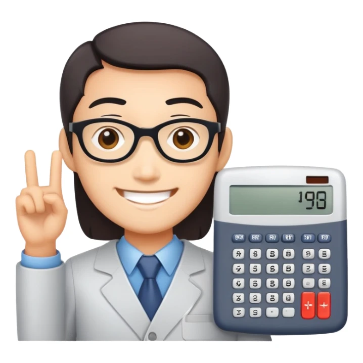 Calculator character with Chinese letters for Yi-Cheng Chen sticker