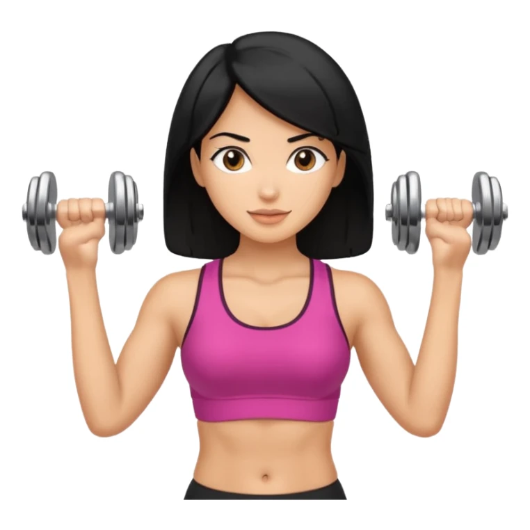 mujer fit con pelo negro y sosteniendo 2 mancuernas sticker