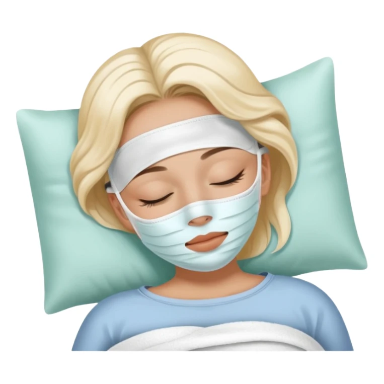 Girl sleeping peacefully with a white beauty face mask on, self care routine sticker