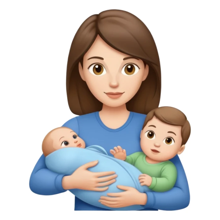 Light brunette fit mom with baby boy sticker