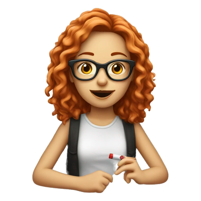 Mädchen mit Zigarette auf eine Bank mit einer Brille und roten Haare  sticker