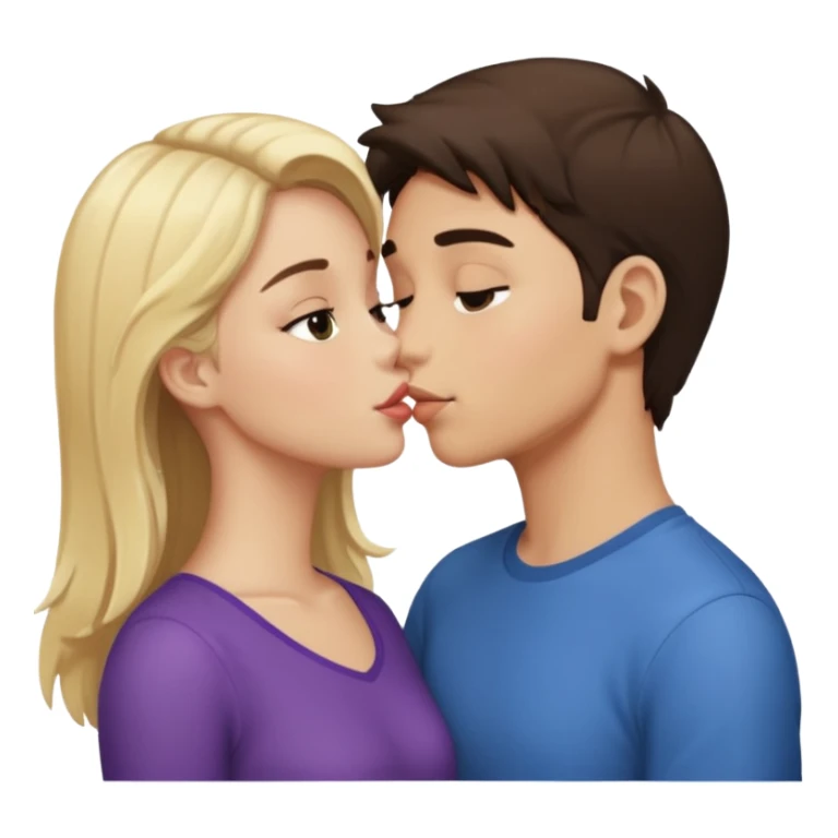 Brunette boy kissing blond girl sticker