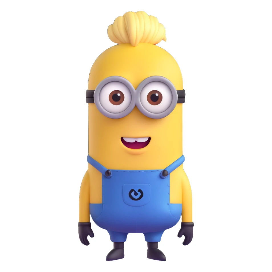 yellow minion character with ponytail hairstyle sticker