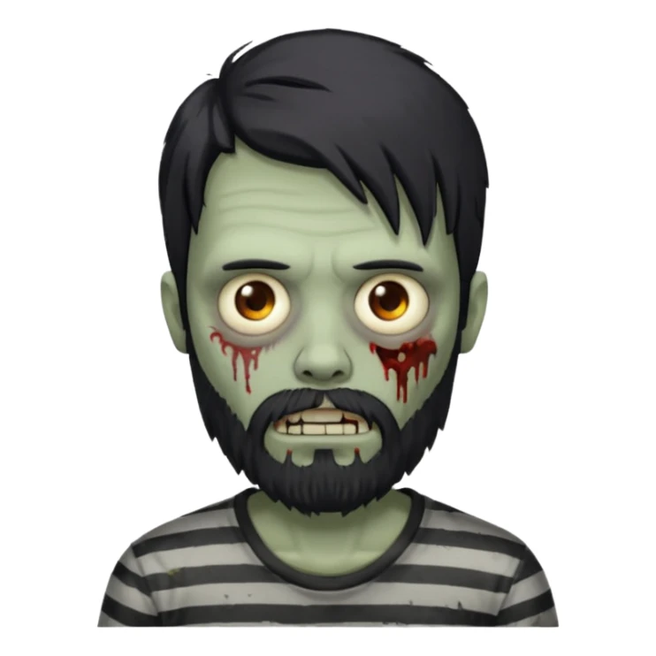 zombie in stripe gray  men long hair & bearded sticker