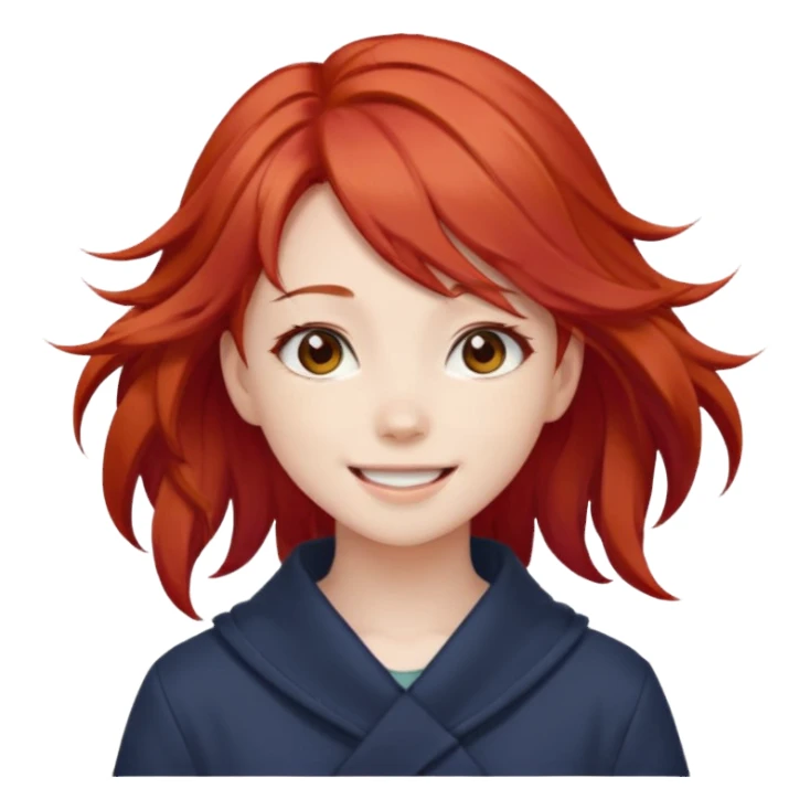 cute anime girl with red blowing hair sticker