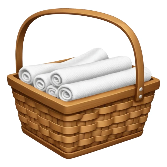 Wooden basket with white towel sticker