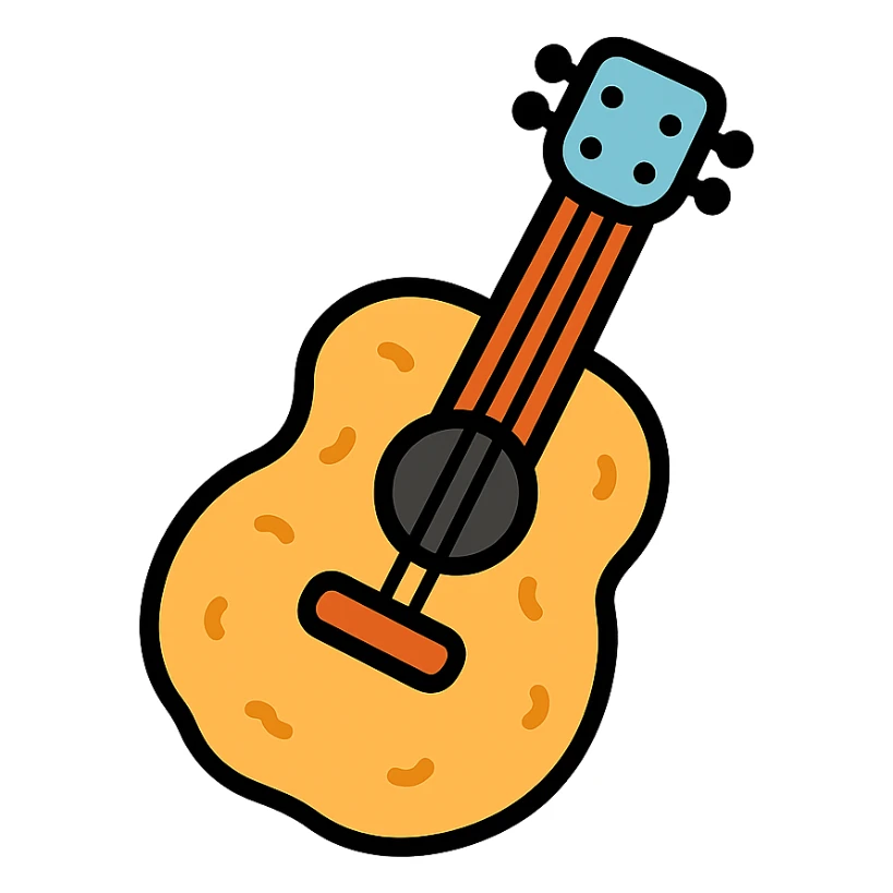 color outline icon of a chicken nugget guitar sticker