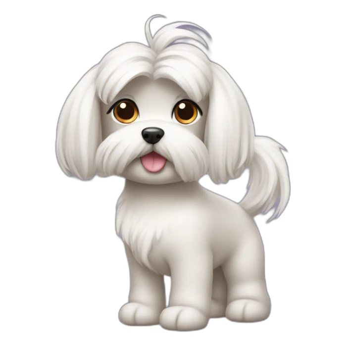 Maltese dog with pony-tail hairstyle sticker