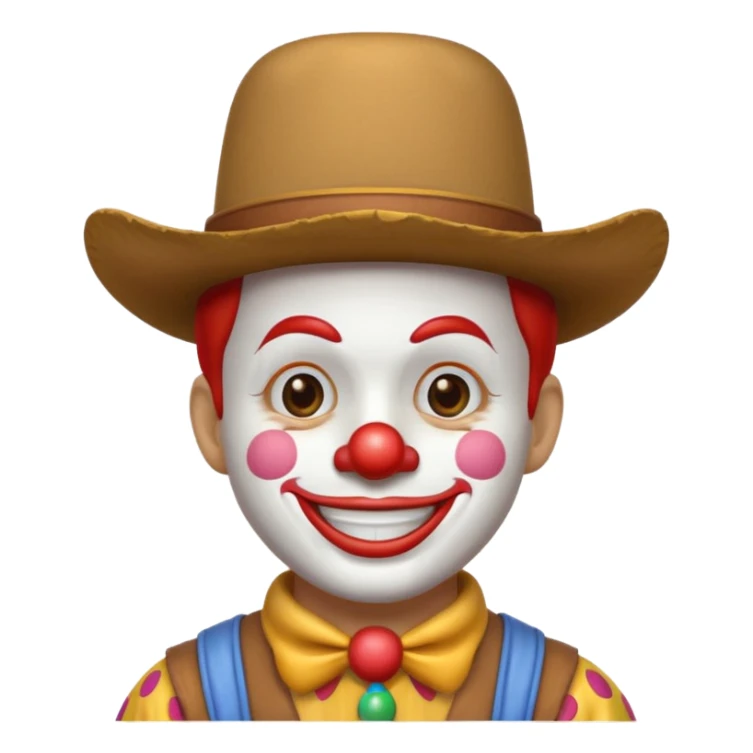 a clown emoji that is wearing a cowboy hat  sticker