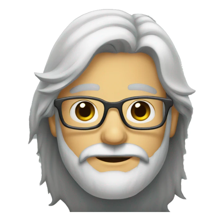 Long gray hair and long beard with glasses sticker