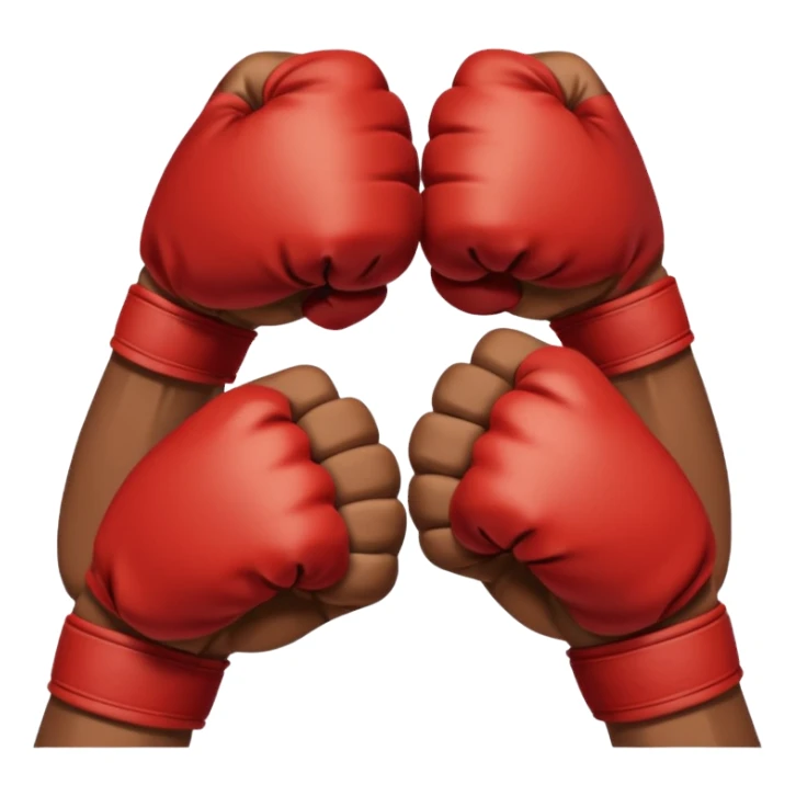 a sideways view of two sets of hands boxing sticker
