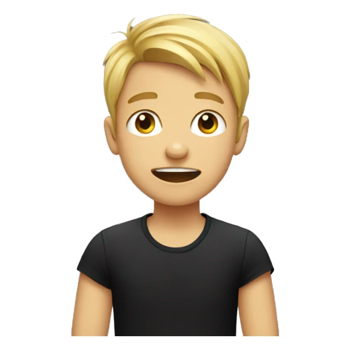 smiling boy in black shirt crying sticker