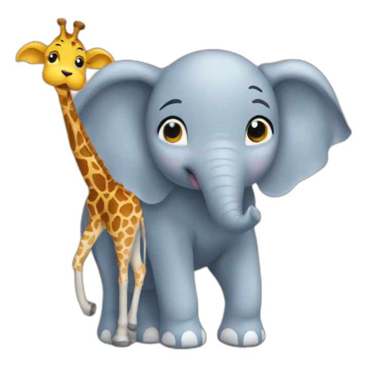 Un chat sur elephant qui fait bisou girafe sticker