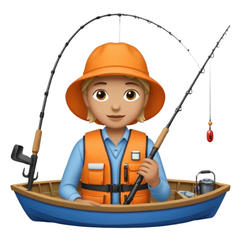 Person inside of a boat fishing sticker