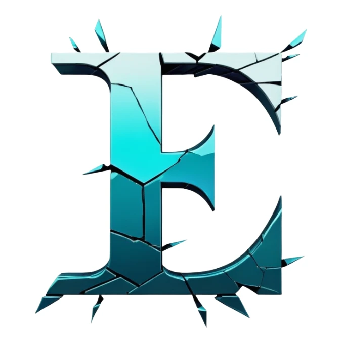 Stylized capital letter T with glitch effects or cracked edges sticker