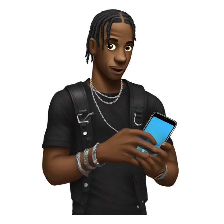 travis scott with a phone in his hand sticker