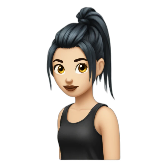 Punk gótic girl pony tail bangs sticker