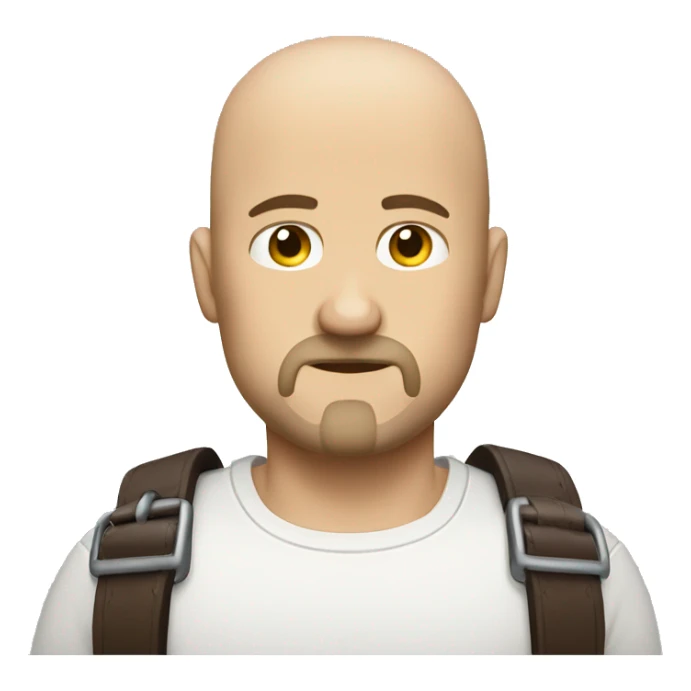  Bald white guy with goatee who looks sad wearing leather straps  sticker