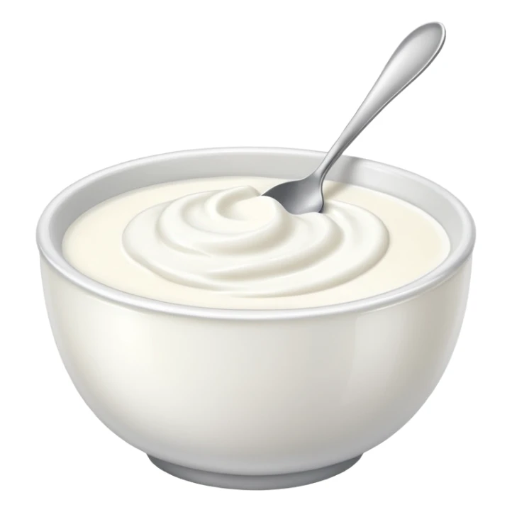 A bowl of yoghurt with a spoon in it  sticker