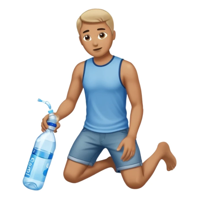 man full body emptying in the floor a bottle of water sticker